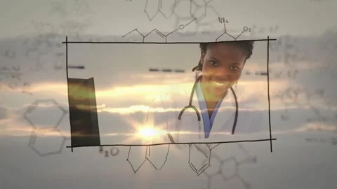 Doctor analyzing data in medical lab, featuring animated chemical diagrams, Stock Footage 325837187