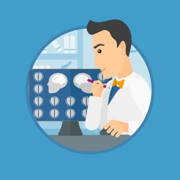 Doctor analyzing MRI scan. Stock Illustration