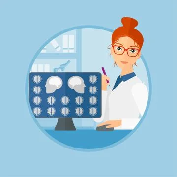 Doctor analyzing MRI scan. Stock Illustration