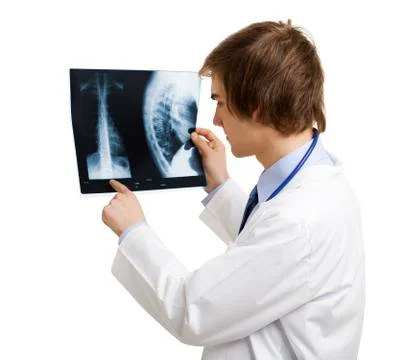 Doctor analyzing a rx Stock Photos