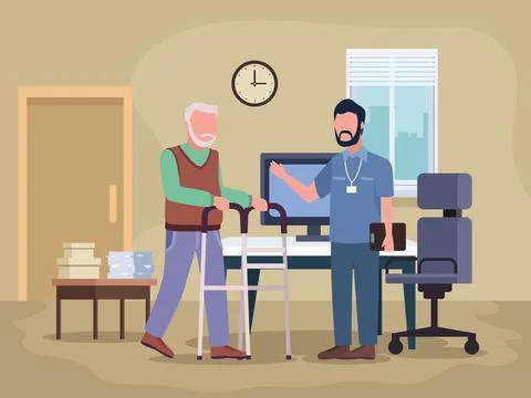 Doctor and old man Stock Illustration