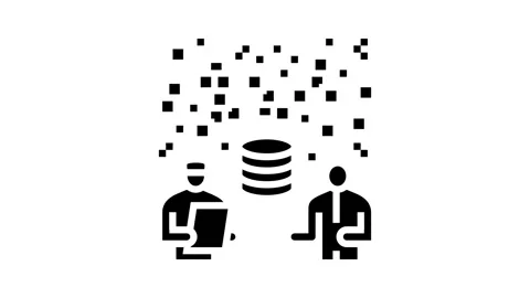 Doctor and patient interaction with data streams glyph icon animation Stock Footage 326145284