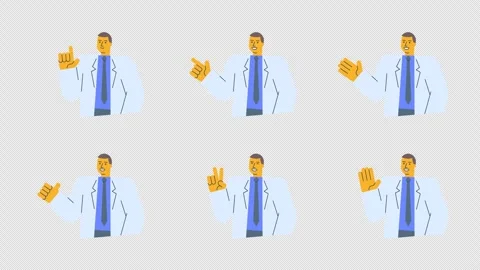 Doctor Animated Character Set One. Transparent Background Stock Footage 308932612