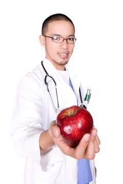Doctor with apple Foto stock