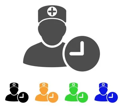 Doctor Appointment Clock Flat Icon Stock Illustration