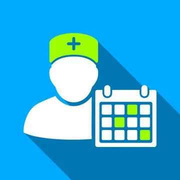 Doctor Appointment Flat Long Shadow Square Icon Stock Illustration