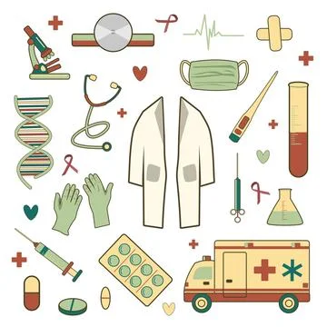 Doctor asset vector bundle Stock Illustration