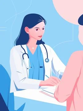 The doctor attending patient flat vector illustration Stock Illustration