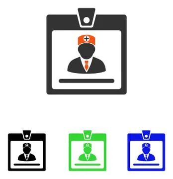 Doctor Badge Flat Vector Icon Stock Illustration