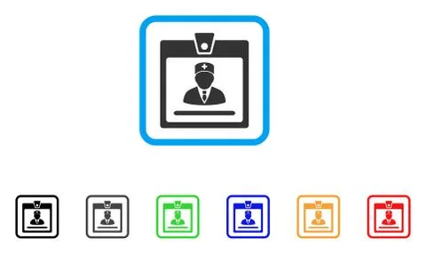 Doctor Badge Framed Vector Icon Stock Illustration