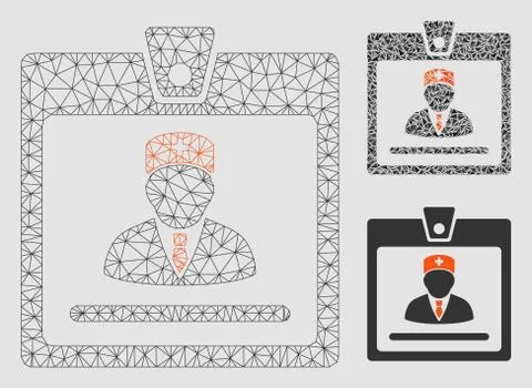 Doctor Badge Vector Mesh Wire Frame Model and Triangle Mosaic Icon Stock Illustration