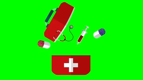 Doctor bag, Simple first aid kit icon, Medical Bag Icon, nursing bag Stock Footage 245224930