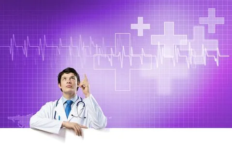 Doctor with banner Stock Photos