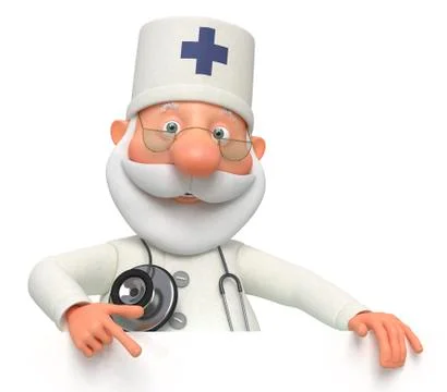 Doctor with billboard Stock Illustration