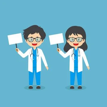 Doctor Character Hold The Board Stock Illustration