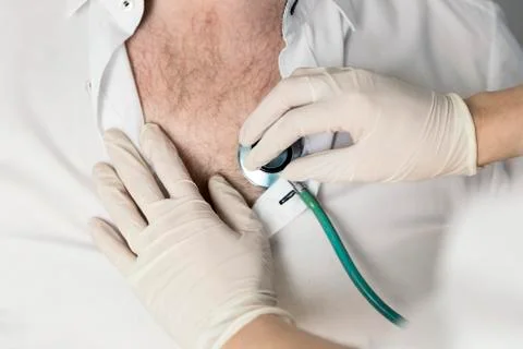 Doctor check body by stethoscope. Helthcare concept Stock Photos