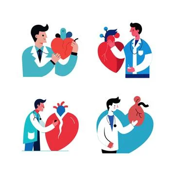 Doctor Checking Human heart vector Stock Illustration