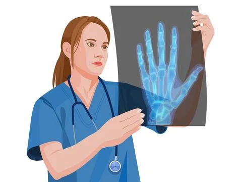 Doctor checking a x-ray Stock Illustration