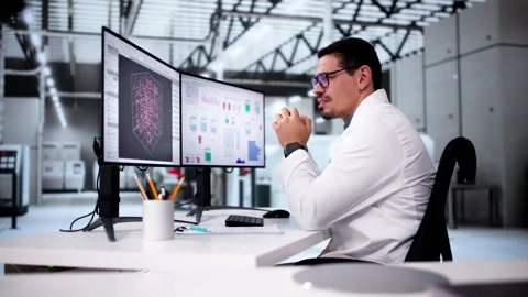 Doctor Conducts Research With Computer Stock Footage 283144983