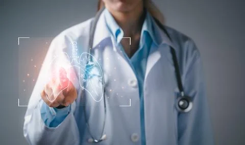 Doctor diagnose virtual human lungs innovation and medical technology. Health Stock Photos