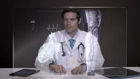  Doctor With Digital Screen  Stock-Footage 210201306