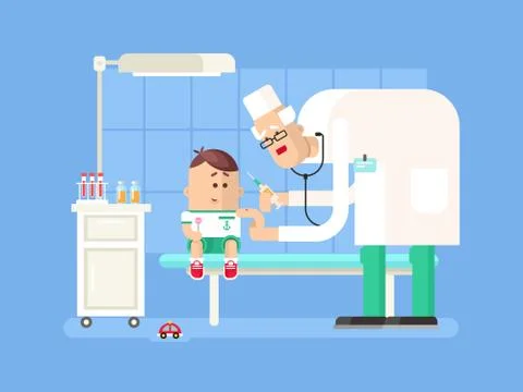 Doctor doing child vaccination Illustrazione stock