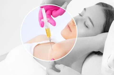 Doctor doing stem cell therapy on a patient's elbow after the injury. Treat.. Stock Photos