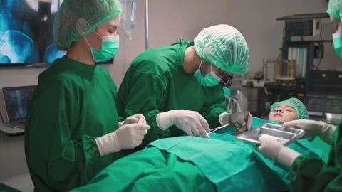 Doctor doing surgery with team Video stock 154498319