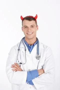 Doctor Dressed as Devil Stock Photos
