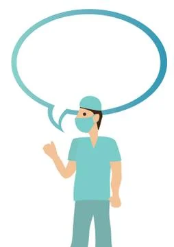 Doctor with empty speech bubble. Concept of communication of medical healthca Stock Illustration