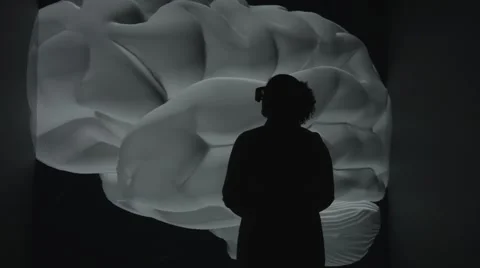 Doctor Examines 3D Digital Brain Model Stock-Footage 68331516