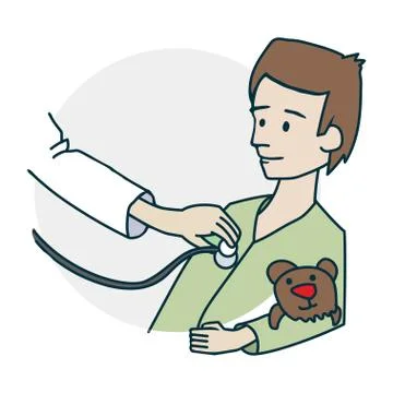 The doctor examines a boy Stock Illustration