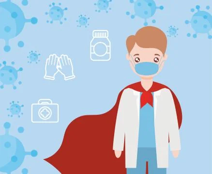 Doctor explain how prevent the spread of covid 19 Illustrazione stock