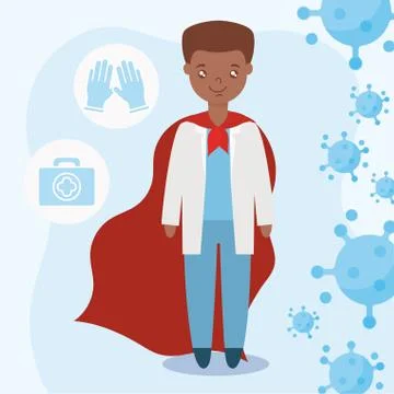 Doctor explain how prevent the spread of covid 19 Illustrazione stock