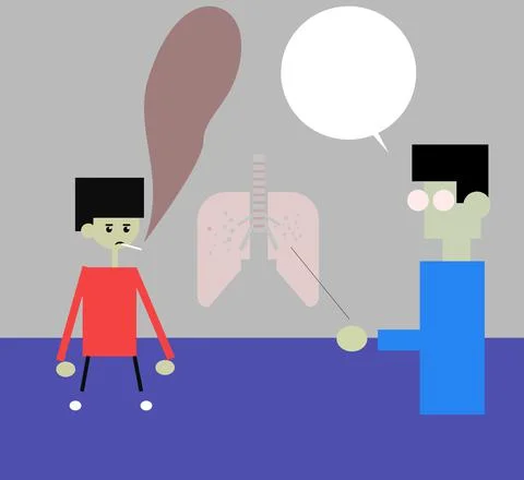Doctor explains smoking problems illustration Stock Illustration