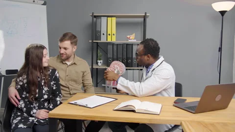 The doctor explains various treatment options while using a model Stock Footage 280406119