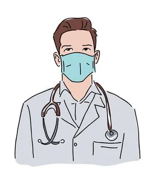 Doctor with Facemask Vector Stock Illustration