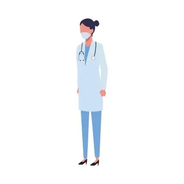 Doctor female worker using face mask for covid19 Illustrazione stock