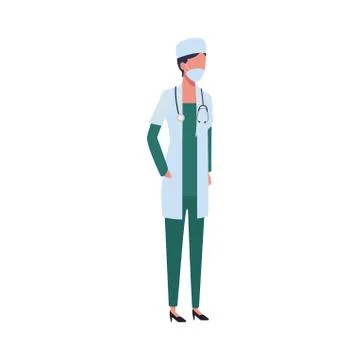 Doctor female worker using face mask for covid19 스톡 일러스트