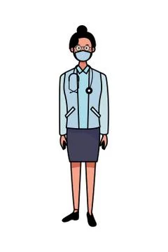 Doctor female worker using face mask for covid19 Illustrazione stock