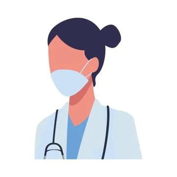 Doctor female worker using face mask for covid19 Illustrazione stock