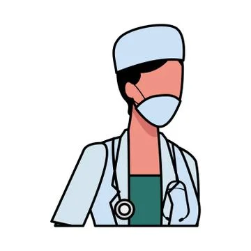 Doctor female worker using face mask for covid19 Illustrazione stock
