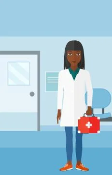 Doctor with first aid box Illustrazione stock