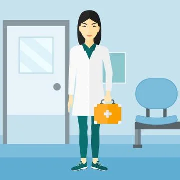 Doctor with first aid box Illustrazione stock