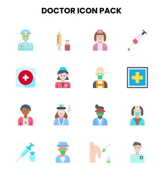 Doctor Flat Bundle Icons Pack Stock Illustration