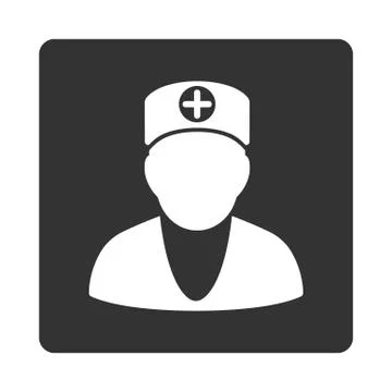 Doctor Flat Button Illustrazione stock