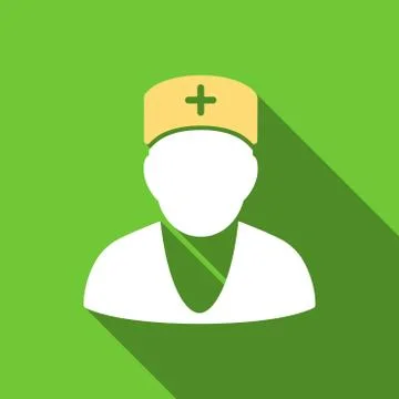 Doctor Flat Long Shadow Square Icon Illustrazione stock