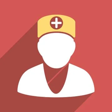 Doctor Flat Square Icon with Long Shadow Stock Illustration