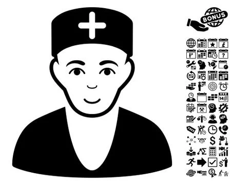 Doctor Flat Vector Icon With Bonus Stock Illustration