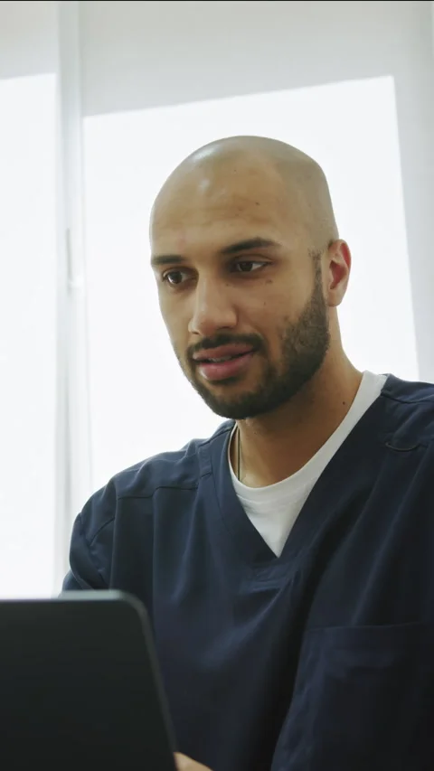 Doctor Focused on Computer Stock Footage 316199422